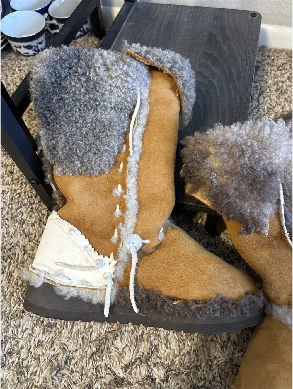 Malibu Cowboy Boots Handmade Leather USA Size 6 Sherling Birkenstock Outsole